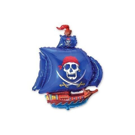 Шар фигура "Корабль пиратский синий" 97 см