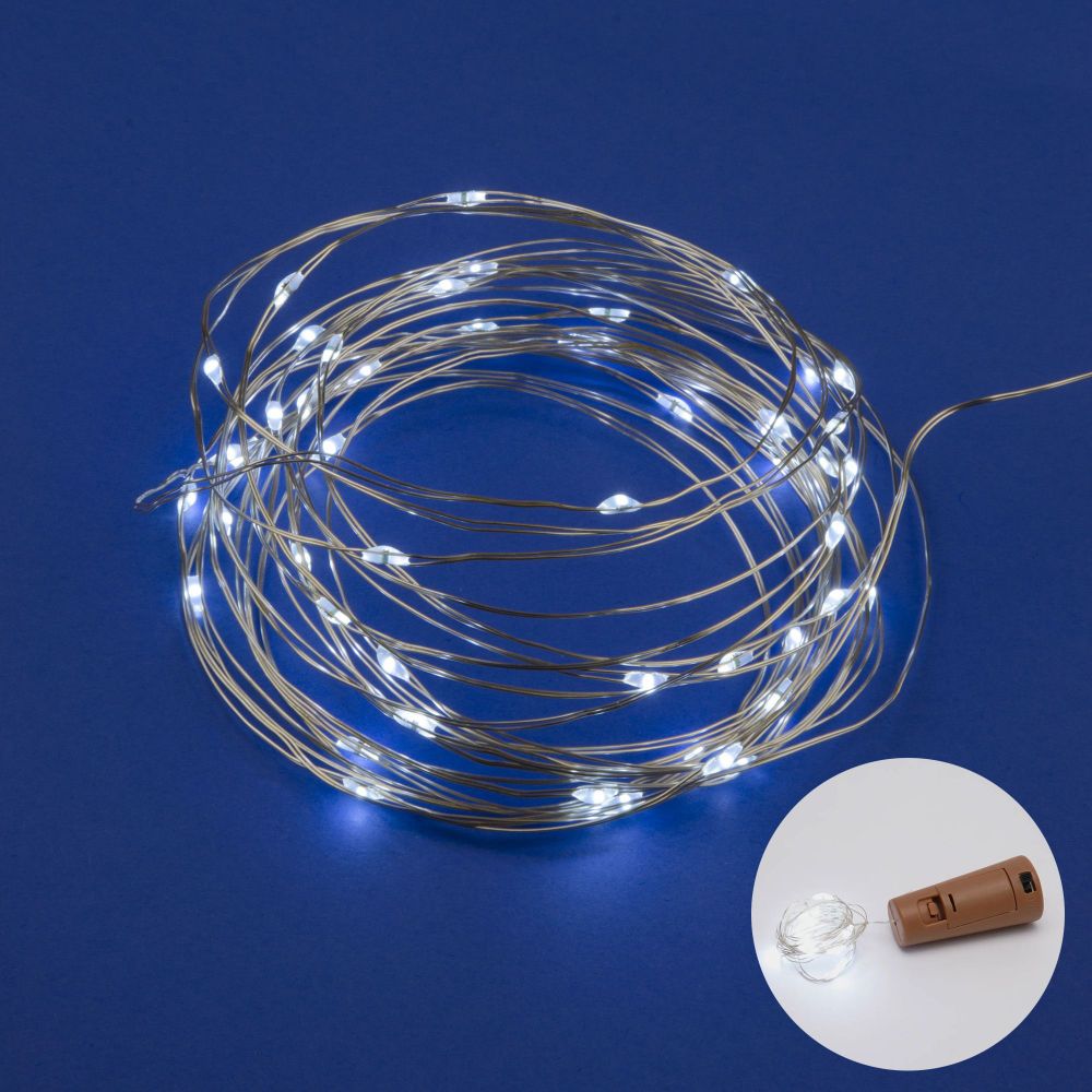 ULD-S0200-020-SСR-3LR WHITE IP20 WINESTOPPER Гирлянда светодиодная Роса с пробкой на батарейках 3xLR44в-к. 2м. 20 светодиодов. Белый свет. Провод медный. TM Uniel