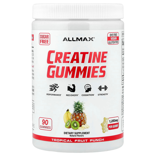 ALLMAX, жевательные таблетки с креатином, со вкусом пунша из тропических фруктов, 1250 мг, 90 жевательных таблеток