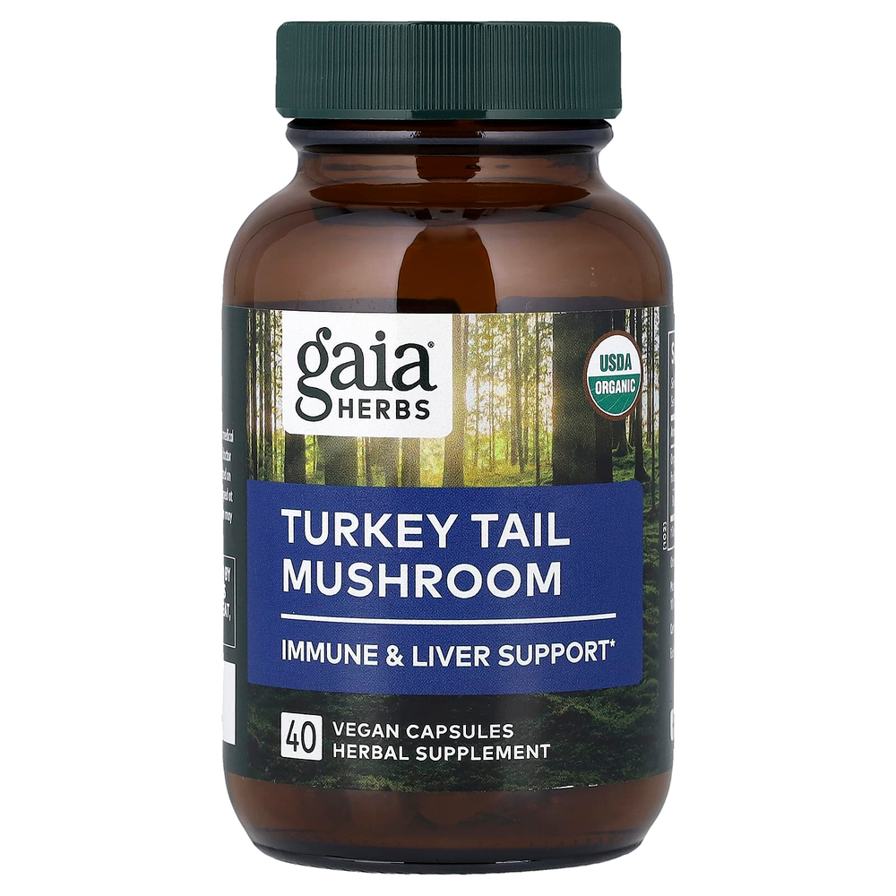 Gaia Herbs, гриб трутовик разноцветный, 40 веганских капсул (400 мг в 1 капсуле)