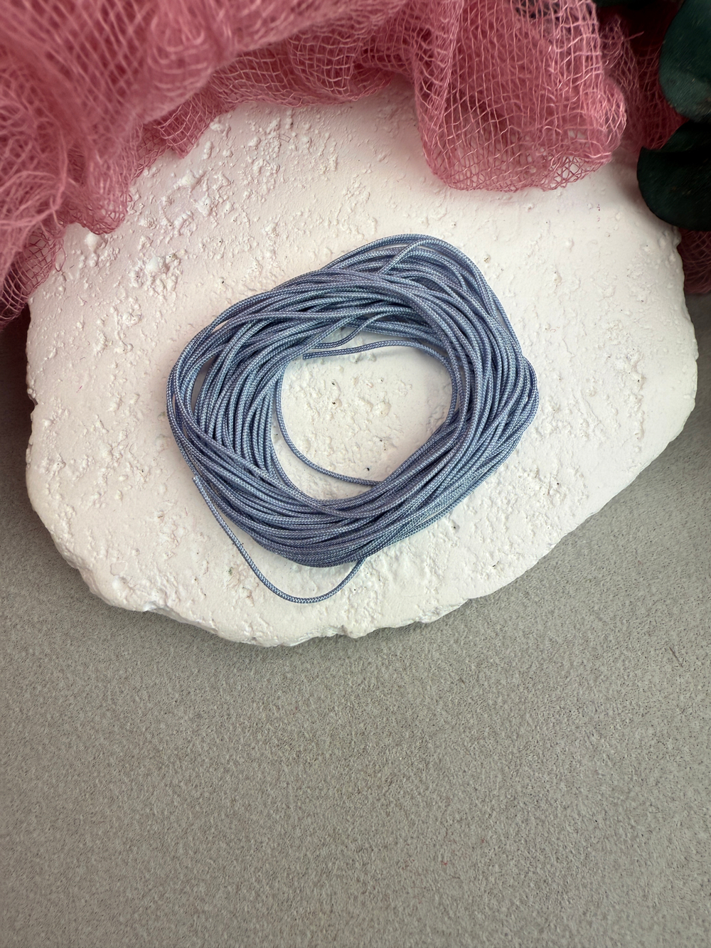 Шнур для плетения браслетов 0,6 мм, Пыльно-голубой (5 м)