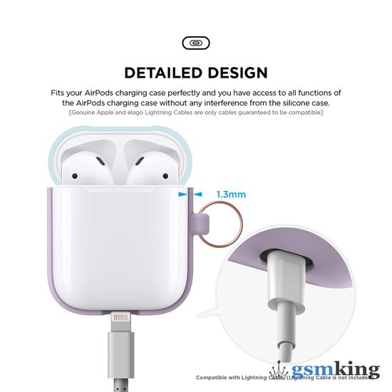 Duo Hang Case for AirPods 1/2 [Body - Lavender, Top - Pastel Blue, Lovely Pink]
