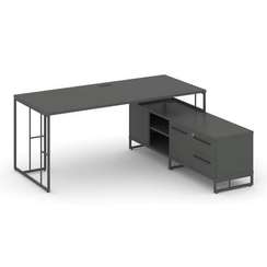 Rift Direct Стол руководителя на опорной тумбой RF.SRT-25 (R) Антрацит NEW/Металл Антрацит NEW/Черны