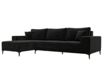 Диван угловой Льюес левый, Черный, Велюр, 122401L