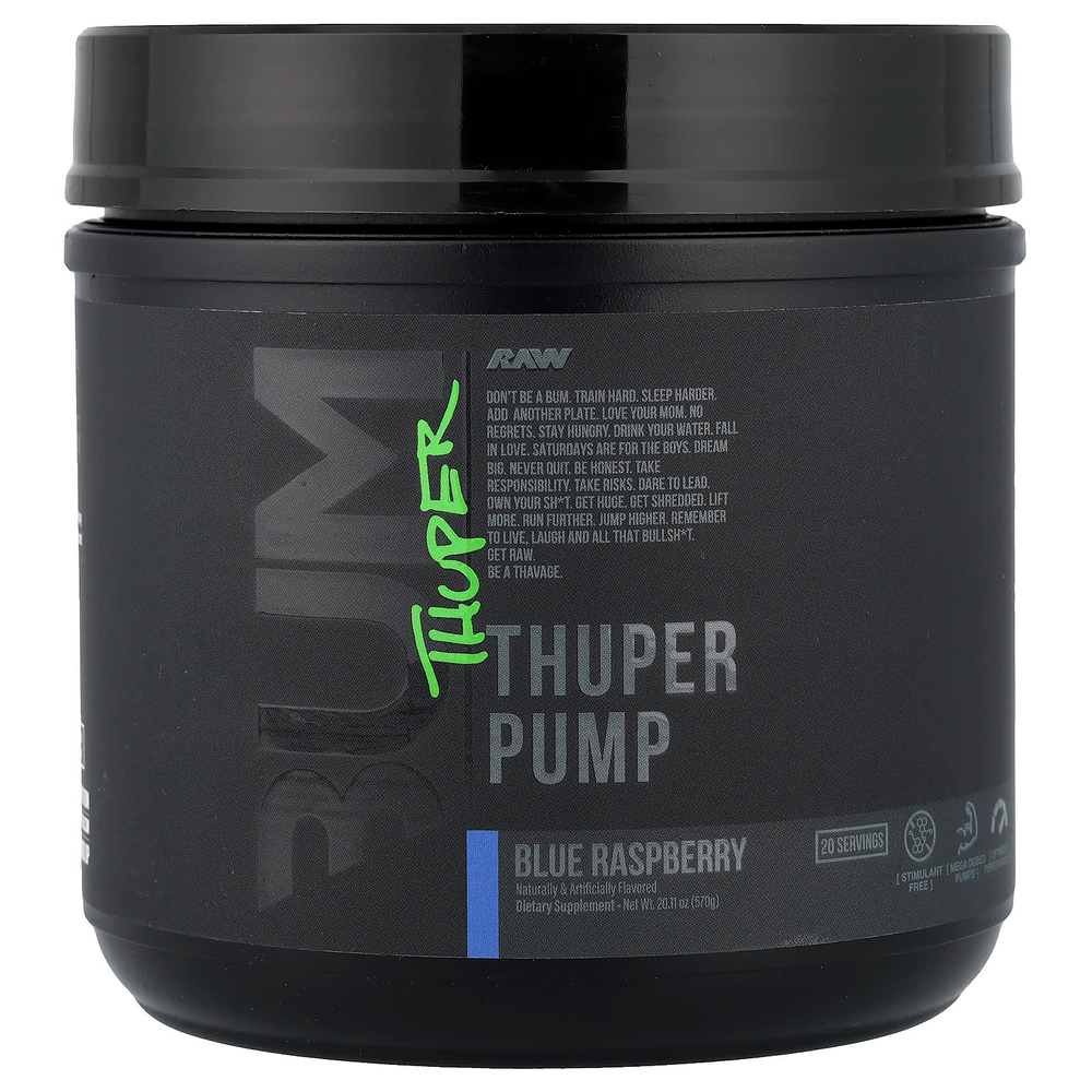 Raw Nutrition, Bum, Tuper Pump, голубая малина, 570 г (20,11 унции)