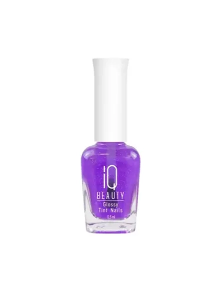 IQ Beauty Лак-тинт с AHA-кислотами для естественного сияния и укрепления Glossy Tint Nails, 12,5 мл Прозрачный лиловый с серебряным мерцанием