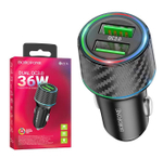 Автомобильный адаптер питания BOROFONE BZ21A Brilliant 36W QC 3.0 (черный)