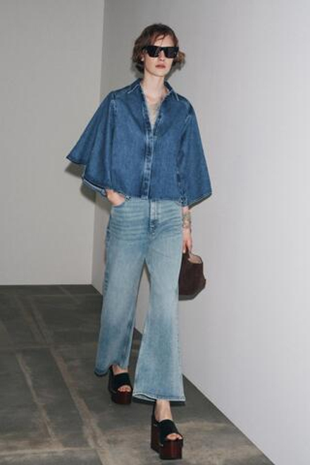 ZARA ДЖИНСОВАЯ РУБАШКА-КИМОНО — ZW COLLECTION, СИНИЙ