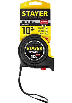 STAYER Stabil, 10 м х 25 мм, рулетка, Professional (34131-10)