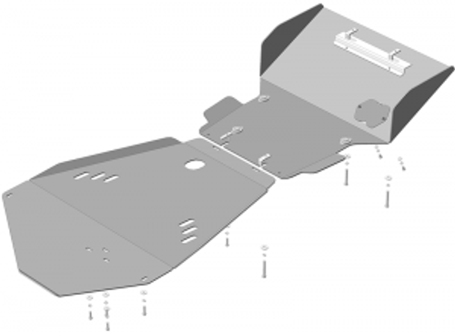 Усиленная защита Motodor картера двигателя, переднего дифференциала, кпп, радиатора. 5 мм, алюминий. дизель для Toyota Land Cruiser 100 1998-2002 арт.32525