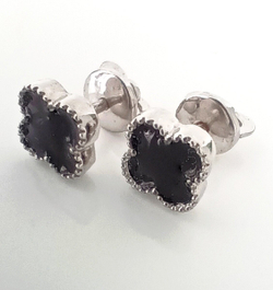 Серьги-пусеты Эстерелла, серебро 925 пробы, родирование, эмаль/Ф