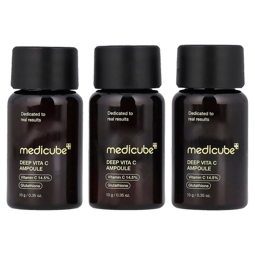 Medicube, Deep Vita C Ampoule, сыворотка с витамином C, 3 флакона по 10 г (0,35 унции)