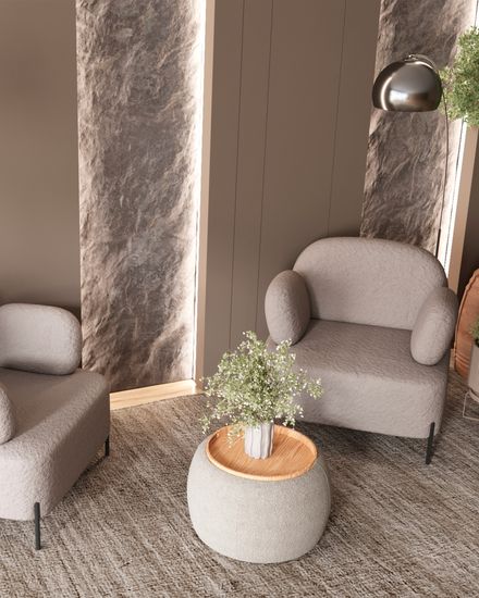 Кресло Кэнди ткань букле светло-серый