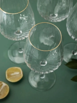 Набор бокалов для вина, 600 мл, 2 шт. с золотой каймой