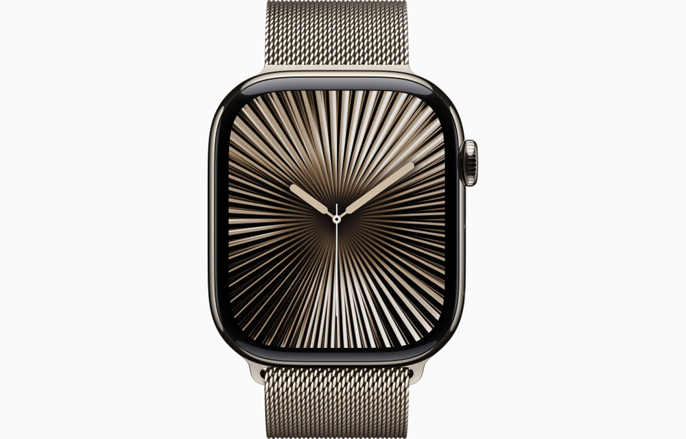 Apple Watch Series 10, 42 мм, титан цвета «Натуральный титан», миланский сетчатый браслет