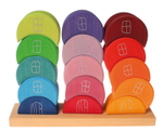 Деревянная пирамидка балансир "Лунные домики", 16 деталей