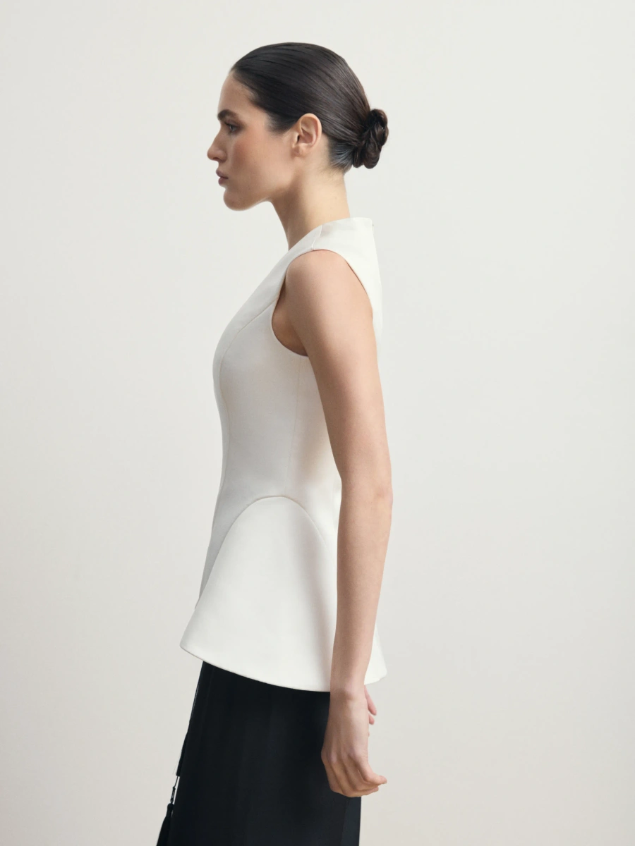 Молочный корсетный топ из атласа "Muse Blanc"