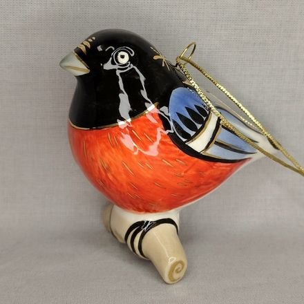Фарфоровая ёлочная игрушка Снегирь