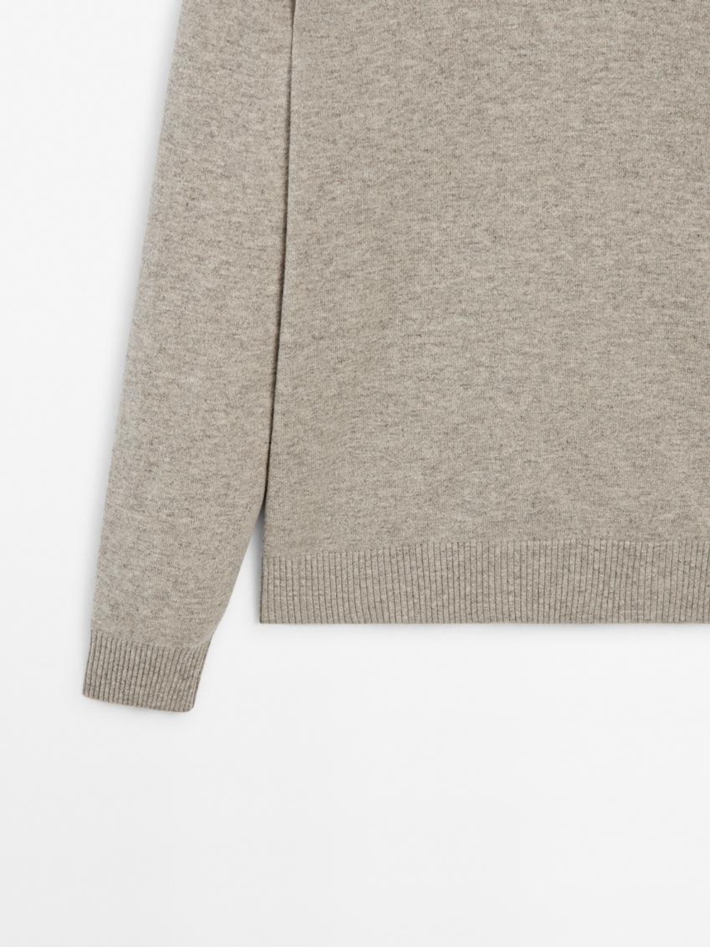 Massimo Dutti Свитер из 100% шерсти с воротником-поло, цвет морской волны