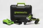 Дрель-шуруповерт 24V Greenworks GD24DD60K2 ударная б/щ 60Нм АКБ 2Ач и ЗУ кейс