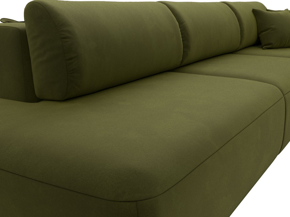 Диван прямой Лига-036 НПБ Модерн Лонг подлокотник справа МИКРОВЕЛЬВЕТ Зеленый