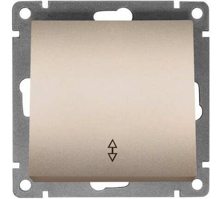 Выключатель проходной одноклавишный "UNIVersal" серия "Афина ", с/у, 10А, 220В, шампань (еврослот)