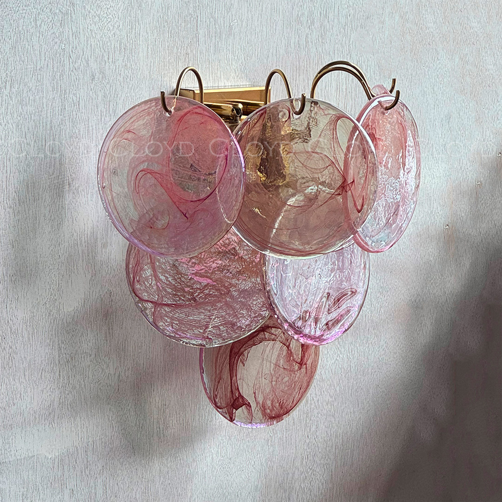 Бра Cloyd LINZE-B W2 / выс. 32 см - латунь - розов.стекло (арт.20481)