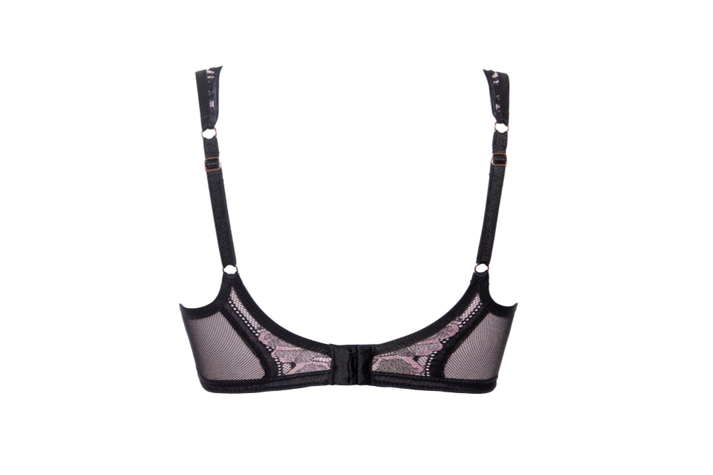Бюстгальтер-бралетт Glossy Iris с мягкими чашками и эффектом мерцания (Размер: 85D) (Цвет: черный с розовым)