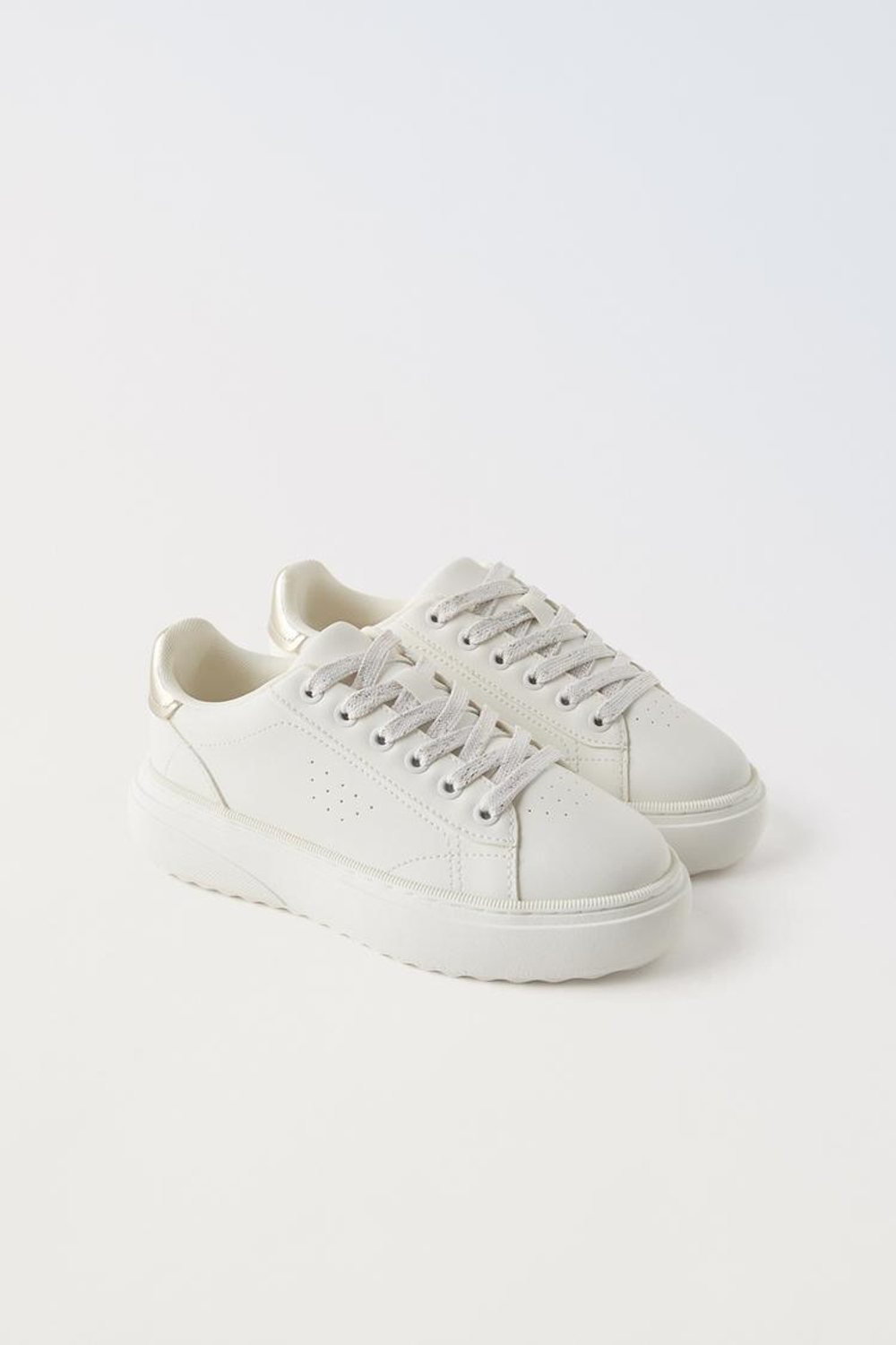 ZARA КРОССОВКИ НА ТОЛСТОЙ ПОДОШВЕ, БЕЛЫЙ