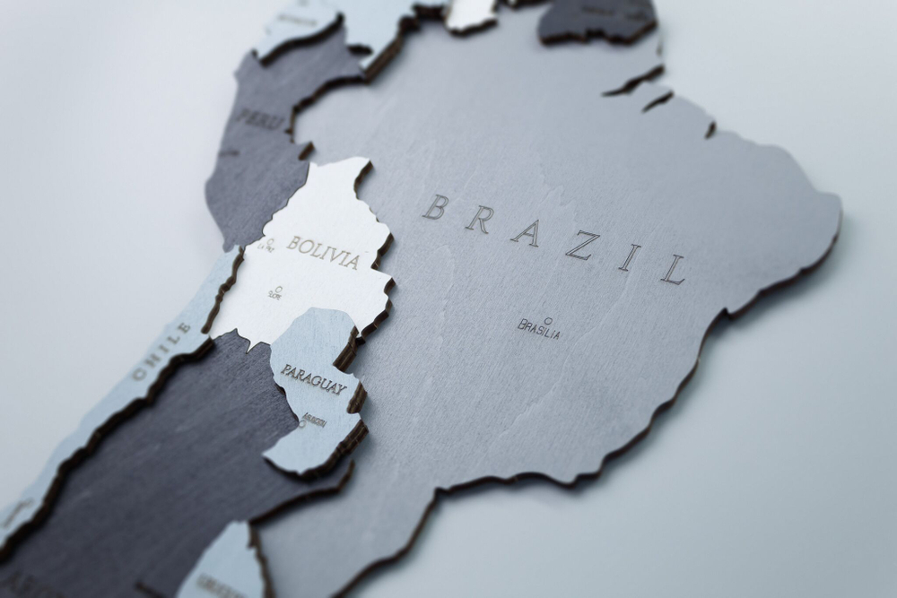 EWA Деревянная Карта Мира настенная, объемная 3 уровня, размер S (100x55 см), цвет дымчатый