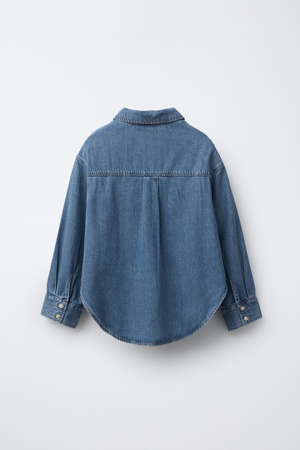 ZARA КОМПЛЕКТ: ДЖИНСОВАЯ РУБАШКА И ФУТБОЛКА В РУБЧИК, СИНИЙ