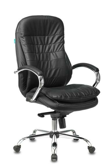 Кресло руководителя Бюрократ T-9950 черный кожа крестов. металл хром