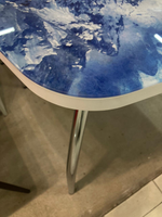 Стол нераздв Бочонок подстолье чайка хром Абстракция 2 стекло фп