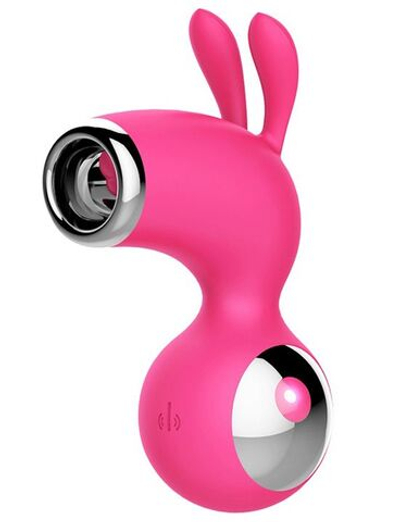 Розовый клиторальный стимулятор с ушками Claire (Цвет: розовый)