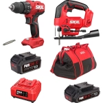 SKIL HD6280 аккумуляторная ударная дрель-шуруповерт с аккумуляторной лобзиковой пилой SKIL JS8290, ЗУ SC0060 (60W), АКБ BY5197 (2 Ач), АКБ BY5196 (4 Ач) и сумкой в комплекте 9-1-038