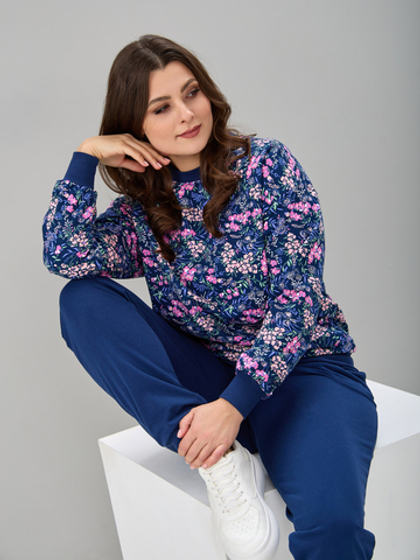 Костюм с брюками КБ-90М/индиго-душистыйгорошек