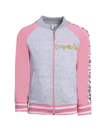 Толстовка для девочек футер, Розовый леопард, р.122 меланжево-серый (Ивашка)