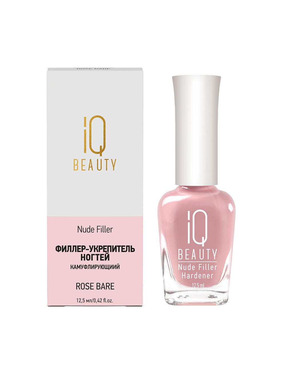 IQ Beauty Nude Filler - Филлер-укрепитель для ногтей Rose Bare, 12,5мл
