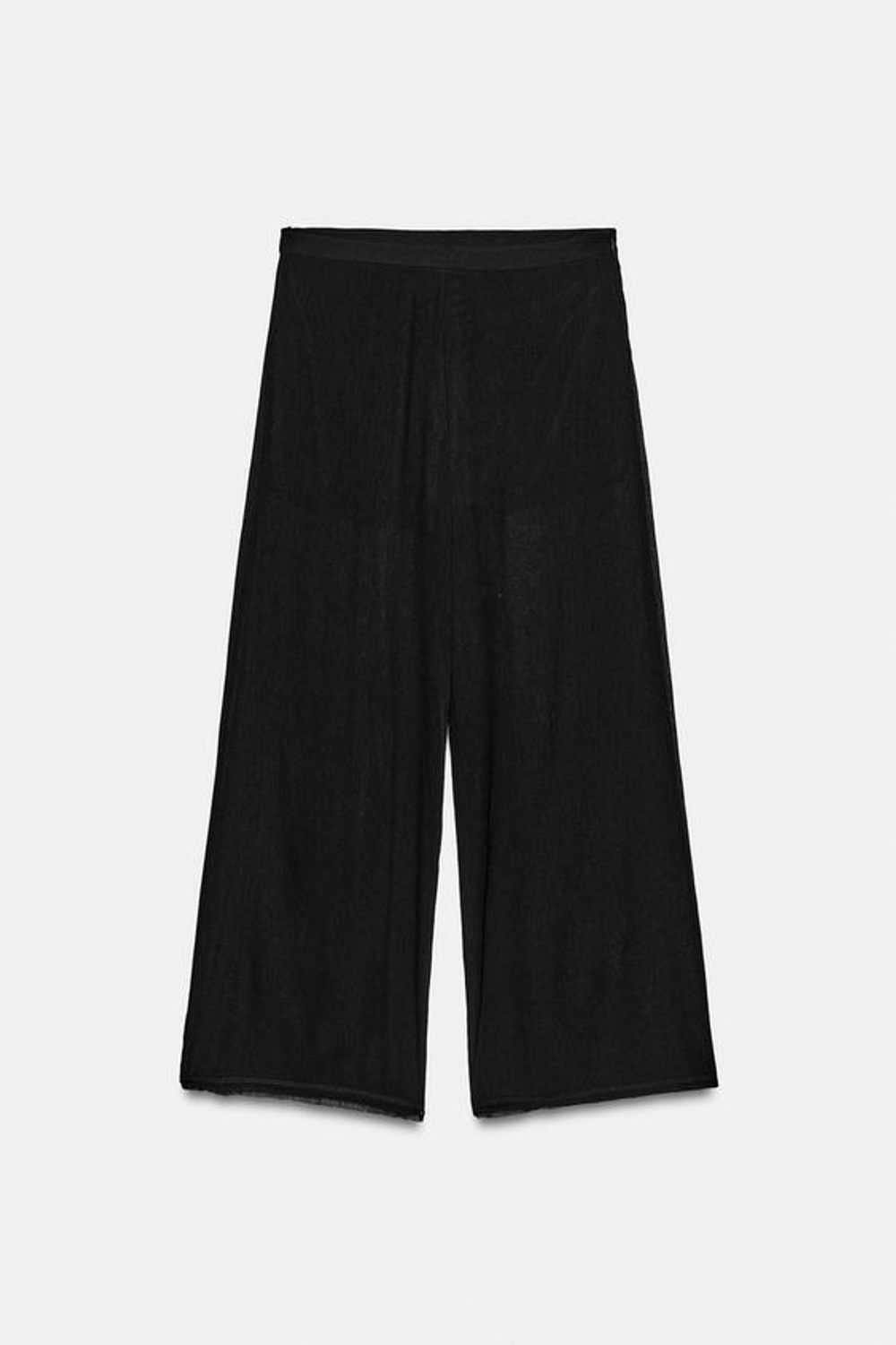 ZARA БРЮКИ ПРЯМОГО КРОЯ ИЗ СТРУЯЩЕЙСЯ ТКАНИ, ЧЕРНЫЙ
