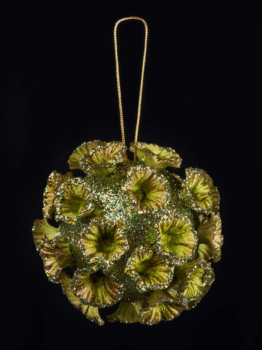 Елочная игрушка Цветочный шар 11см ChristmasDeLuxe зеленый