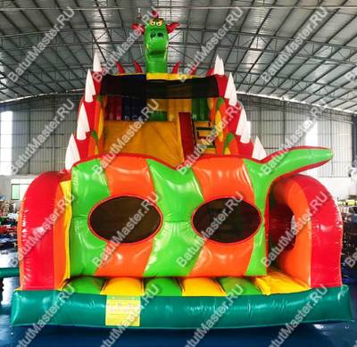 Батут-горка "Дракон 3" с шипами, 11*6*8,5 м