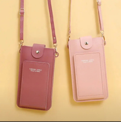Мини-сумка из искусственной кожи для телефона и мелочей, розовая