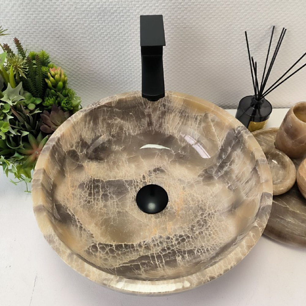 Раковина из оникса Bowl Grey TinLip BO-63030 40*40*15 44