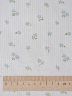 Ткань кашкорсе лайкра с хлопком, нежная, цвет теплый белый с принтом, ширина 145 см