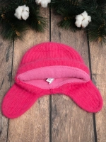 шапка ушанка вязаная зимняя ангора пушистая