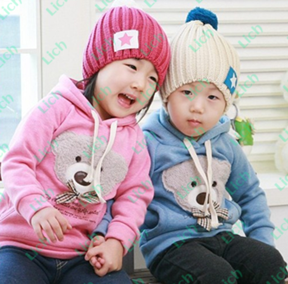 Худи утепленное с аппликацией медведя