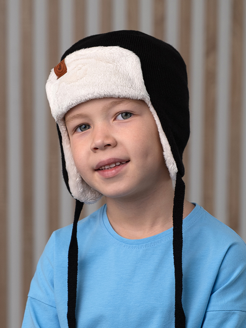 Шапка весенняя/осенняя вязаная (Черный) ТОКИ велюр