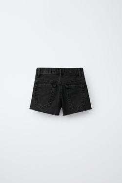 ZARA ДЖИНСОВЫЕ ШОРТЫ С ЗАКЛЕПКАМИ, ЧЕРНЫЙ