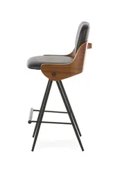 Полубарный стул Dune 65 см, черная экокожа, спинка орех