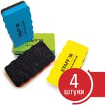 Стиратели магнитные для магнитно-маркерной доски, 57х107 мм, КОМПЛЕКТ 4 ШТ., STAFF "Basic", ассорти, 237512